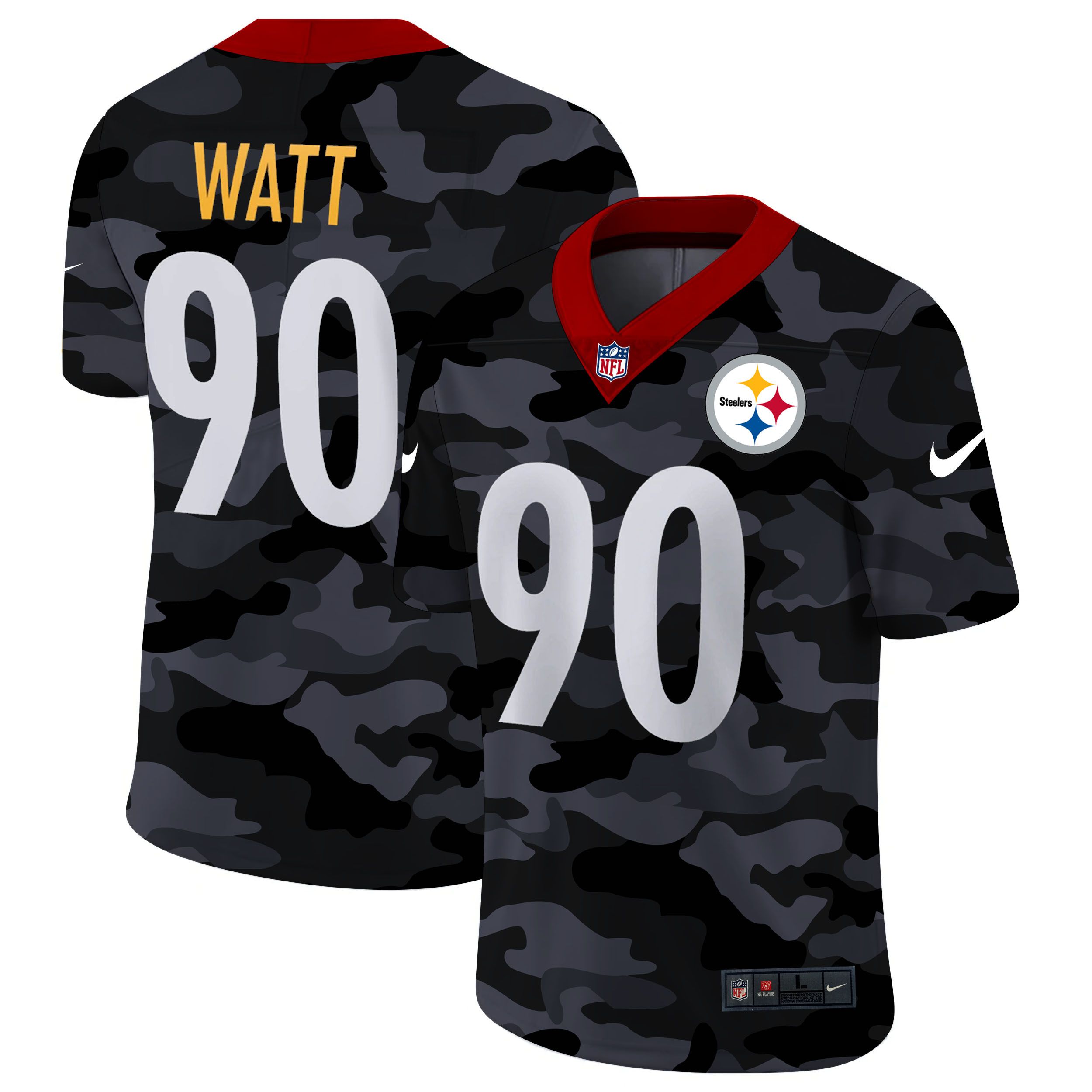Men Pittsburgh Steelers #90 Watt 2020 Nike Camo Salute to Service Limited NFL Jerseys->pittsburgh steelers->NFL Jersey